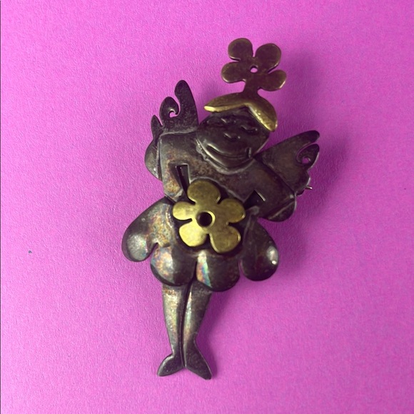 Far Fetched 925 Sterling Silver Flower Fairy Brooch - Picture 3 of 7